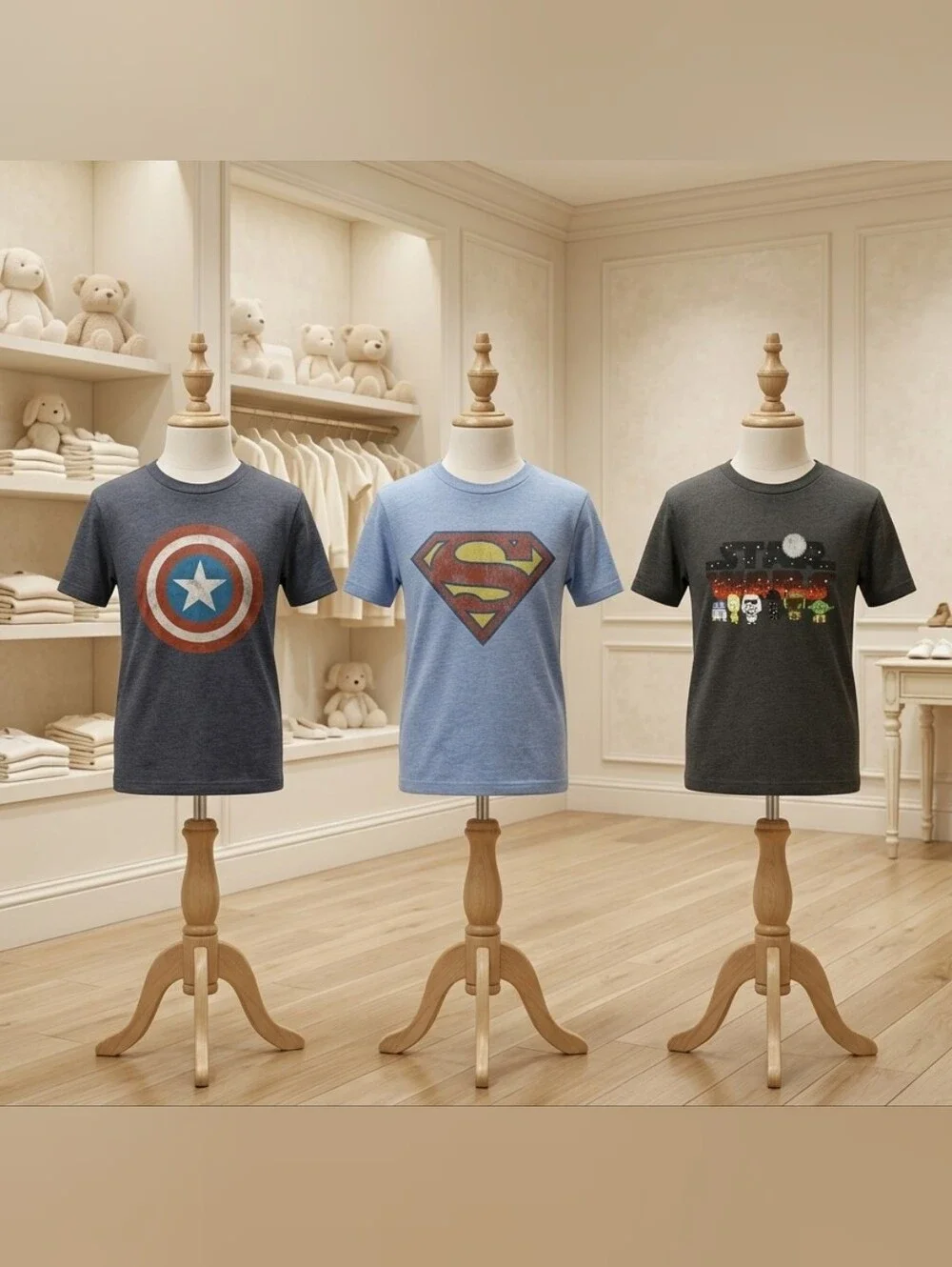 Bundle of Heathered Superhero & Star Wars T-Shirts — Youth & Adult Sizes